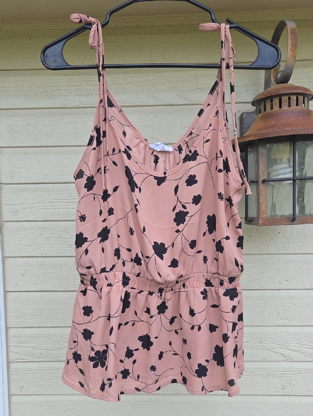 Sienna Sky Blush Pink Floral Tank with Tie Straps